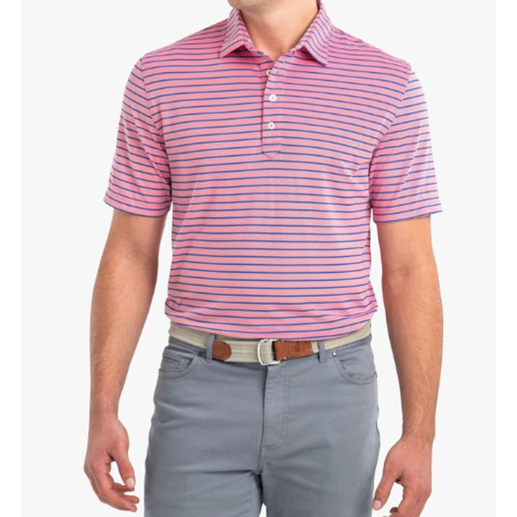 johnnie-O Other - Johnnie-O Pink Striped Performance Pink Blue Polo Size L